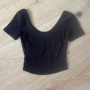 Lululemon Align T Shirt Nulu Fabric Black V-Neck T-Shirt Workout Top Size 0/2